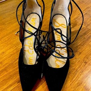 Sam Edelman black suede lace up heels